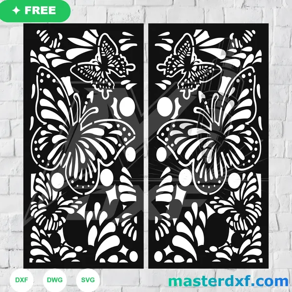 Ornate Butterfly Garden DXF Panel for Laser-Cut Screens DXF File